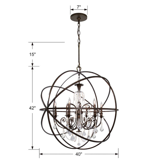 Solaris 6 Light 40" Wide Crystal Globe Chandelier with Hand Cut Crystal Accents