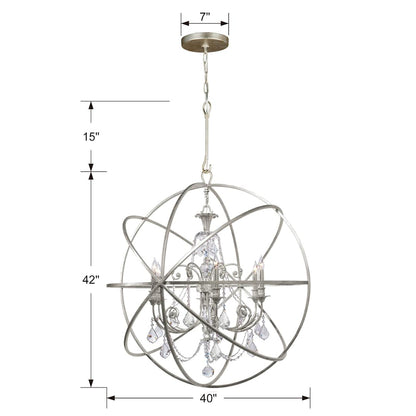 Solaris 6 Light 40" Wide Crystal Globe Chandelier with Hand Cut Crystal Accents