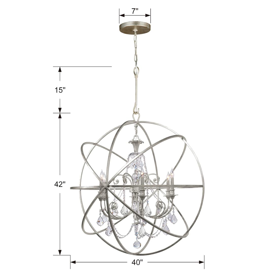 Solaris 6 Light 40" Wide Crystal Globe Chandelier with Swarovski Strass Crystal Accents