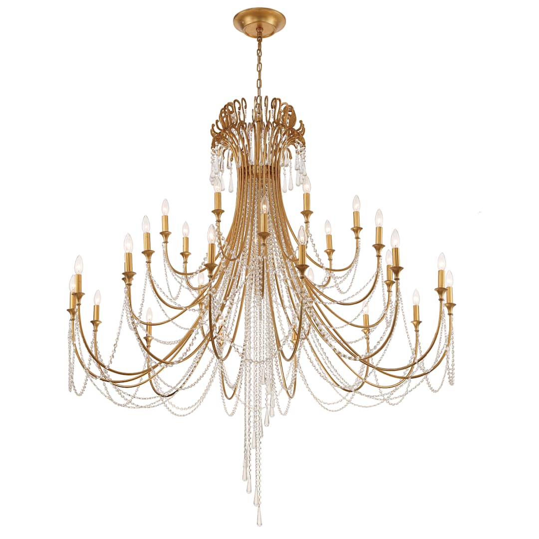 Arcadia 28 Light 61" Wide Crystal Candle Style Chandelier with Hand Cut Crystal Accents