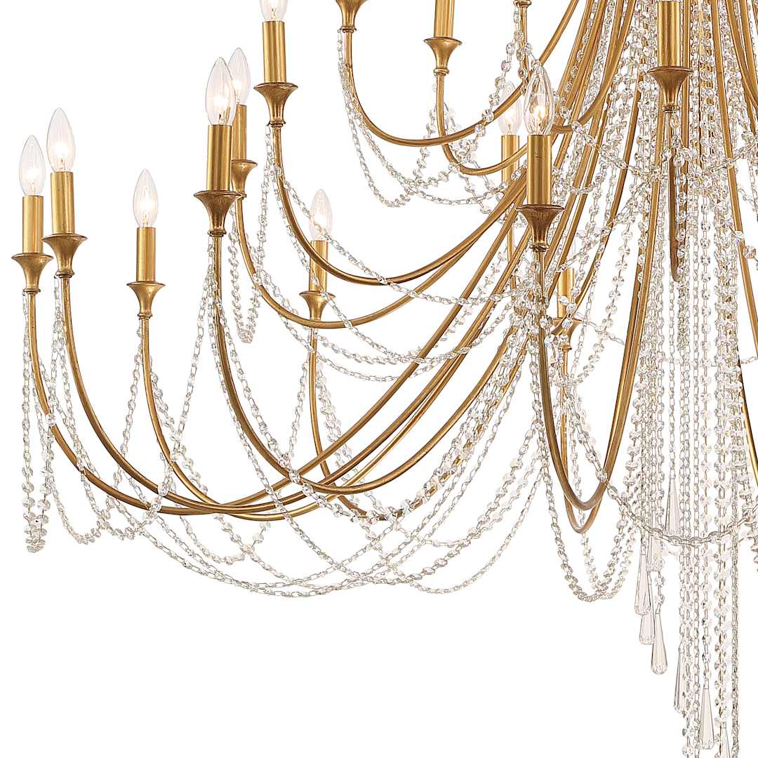 Arcadia 28 Light 61" Wide Crystal Candle Style Chandelier with Hand Cut Crystal Accents