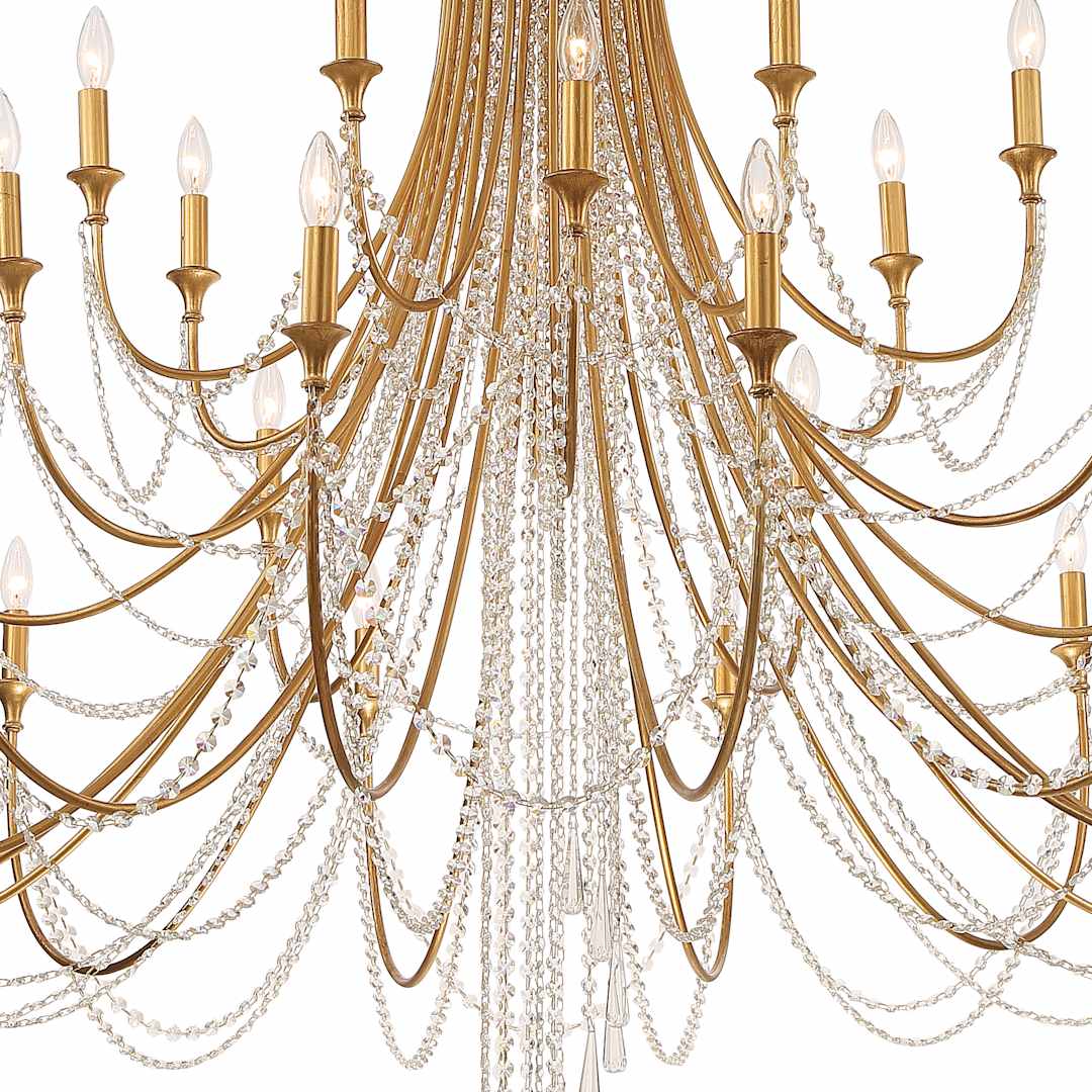Arcadia 28 Light 61" Wide Crystal Candle Style Chandelier with Hand Cut Crystal Accents