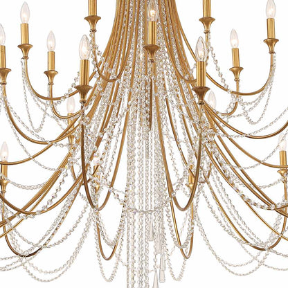 Arcadia 28 Light 61" Wide Crystal Candle Style Chandelier with Hand Cut Crystal Accents