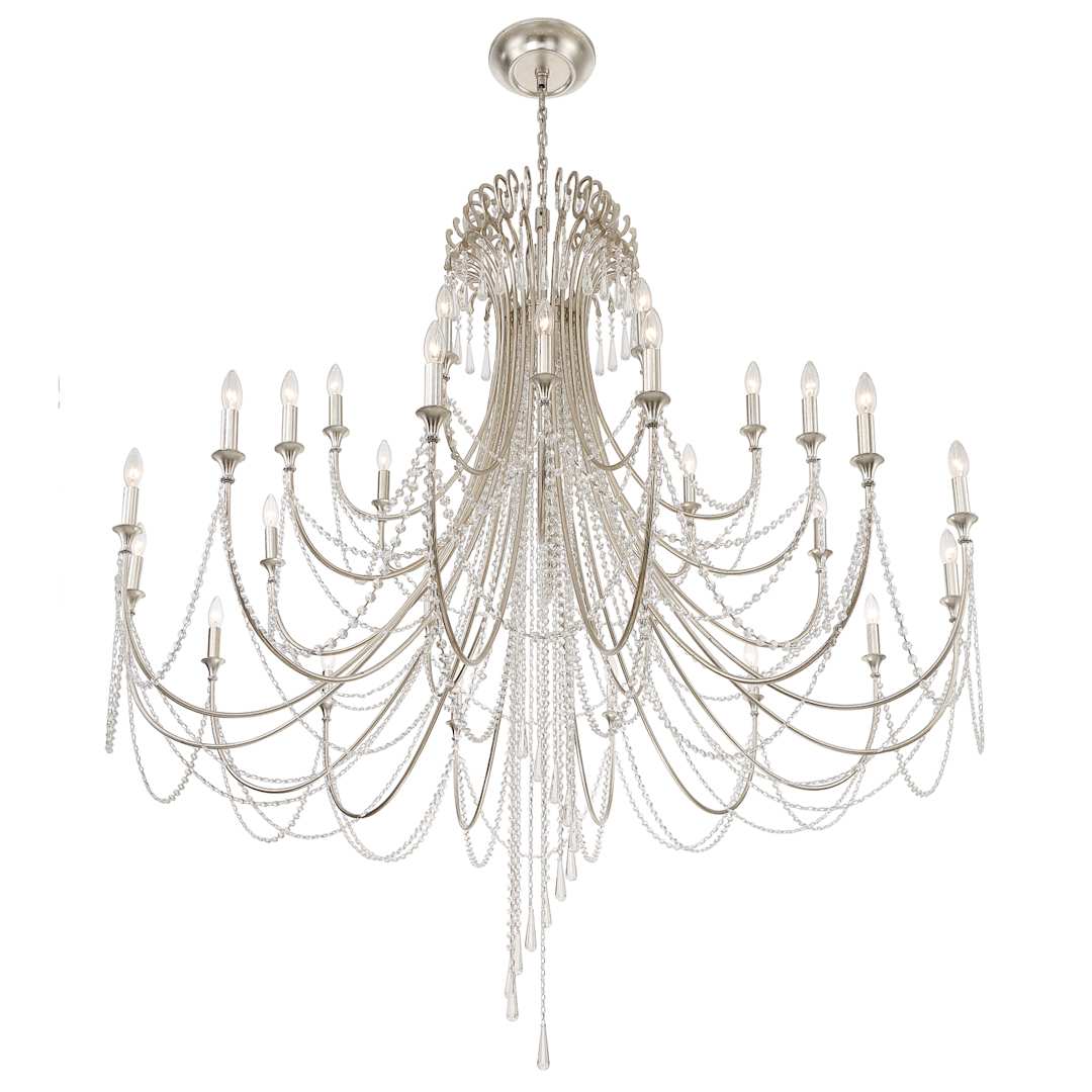 Arcadia 28 Light 61" Wide Crystal Candle Style Chandelier with Hand Cut Crystal Accents