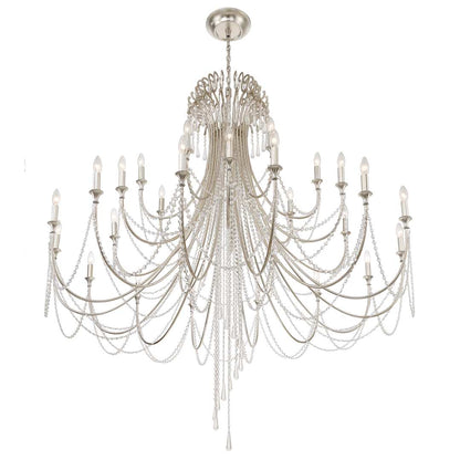 Arcadia 28 Light 61" Wide Crystal Candle Style Chandelier with Hand Cut Crystal Accents