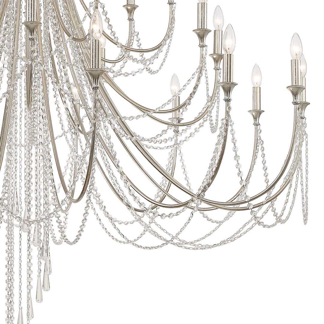 Arcadia 28 Light 61" Wide Crystal Candle Style Chandelier with Hand Cut Crystal Accents
