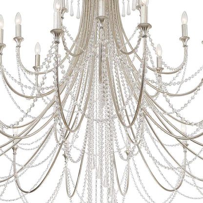 Arcadia 28 Light 61" Wide Crystal Candle Style Chandelier with Hand Cut Crystal Accents