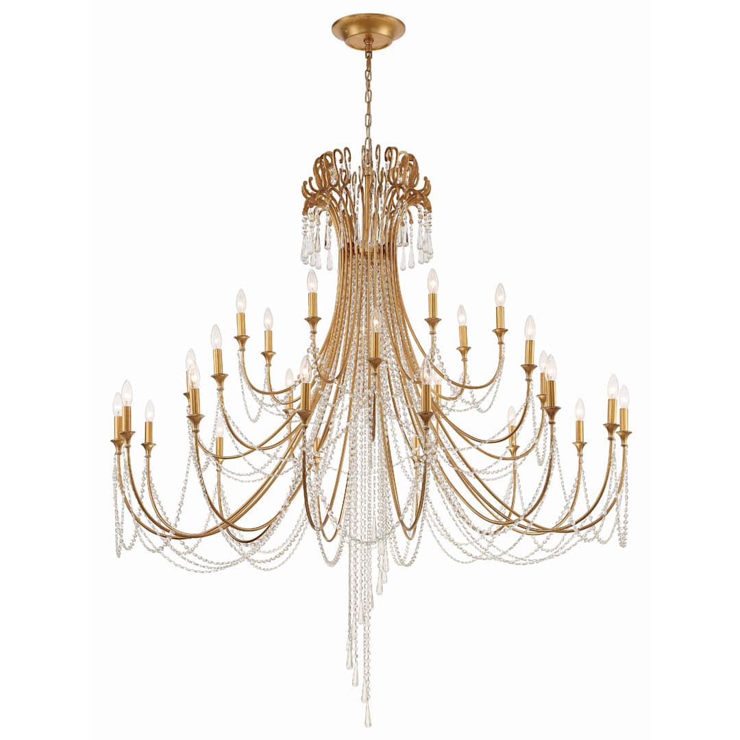 Arcadia 28 Light 61" Wide Crystal Candle Style Chandelier with Hand Cut Crystal Accents