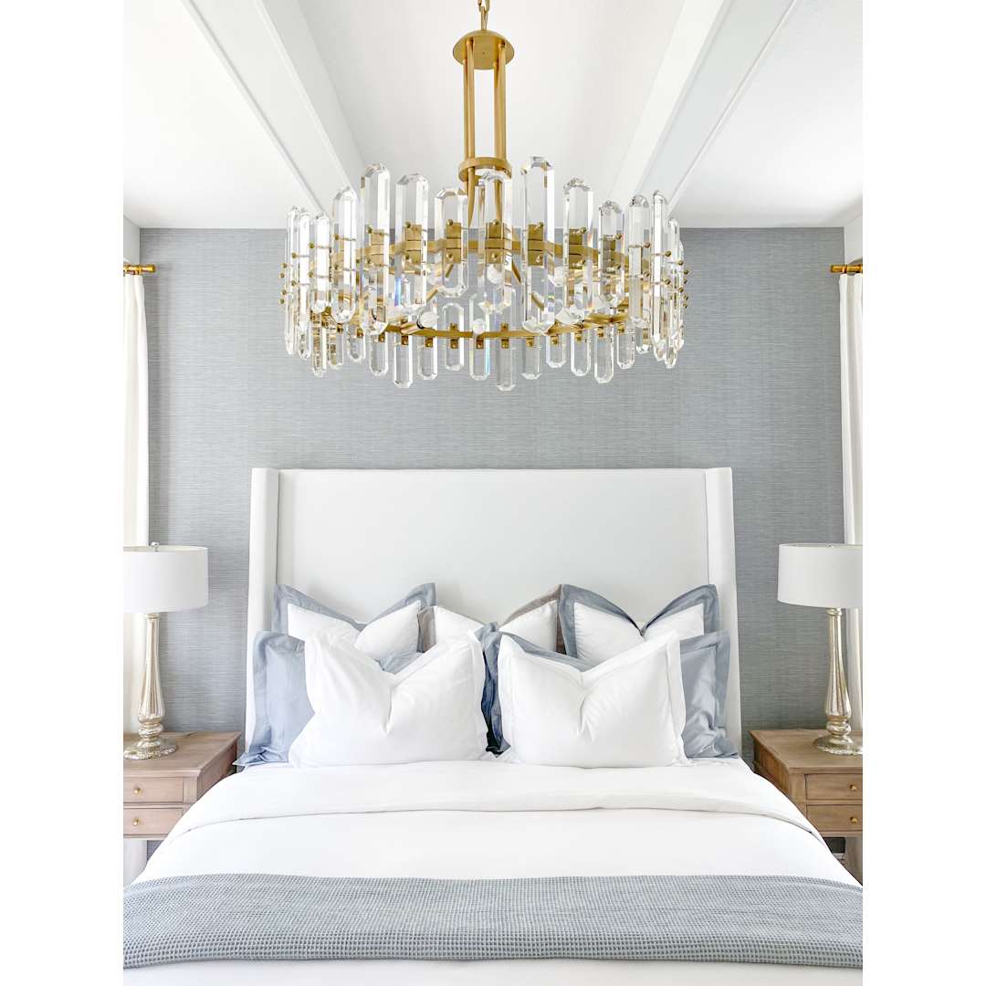 Bolton 12 Light 31" Wide Crystal Drum Chandelier with Faceted Crystal Accents