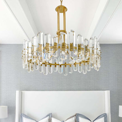 Bolton 12 Light 31" Wide Crystal Drum Chandelier with Faceted Crystal Accents