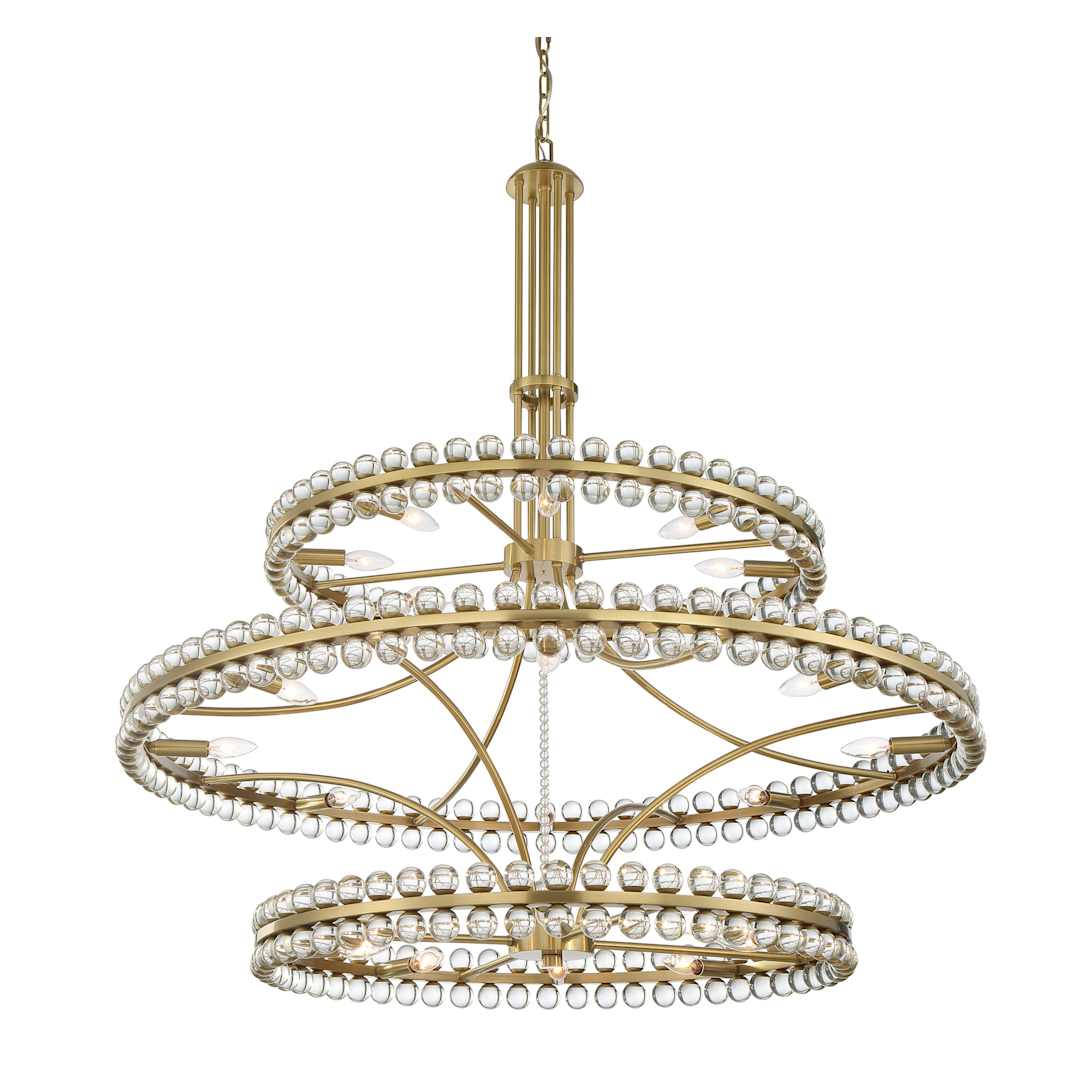 Clover 24 Light 48" Wide Ring Chandelier with Glass Ball Accents