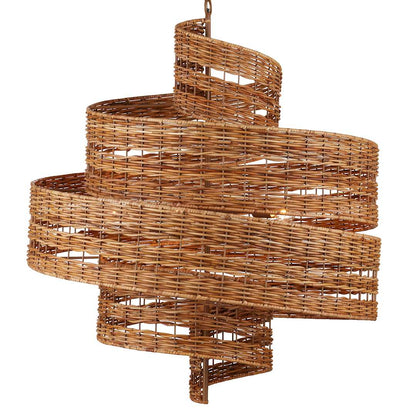 Saisei 5 Light 32" Wide Wrought Iron Abstract Chandelier with Woven Rattan Shade