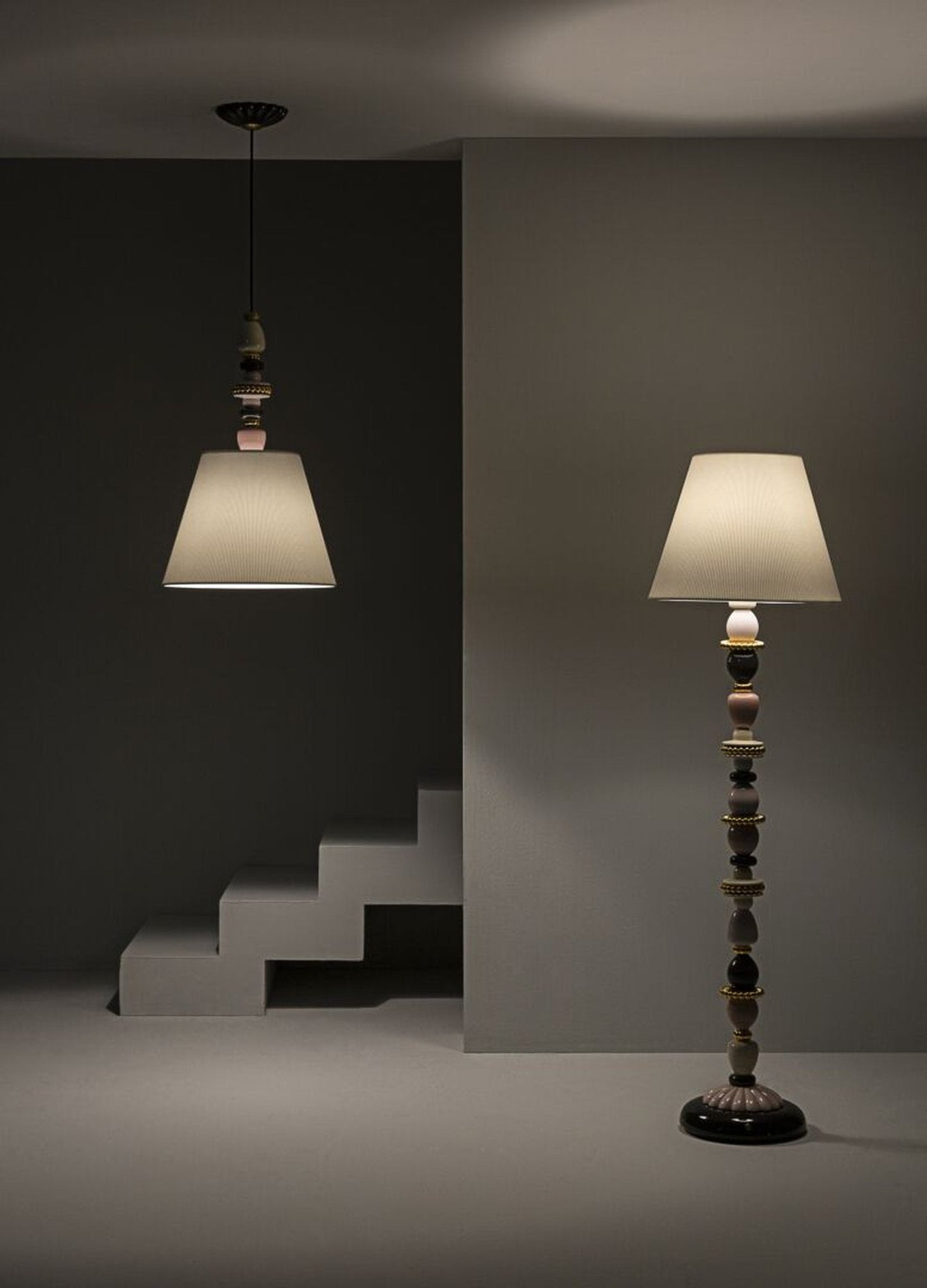 Lladro Firefly Floor Lamp Pink and Golden Luster (US)
