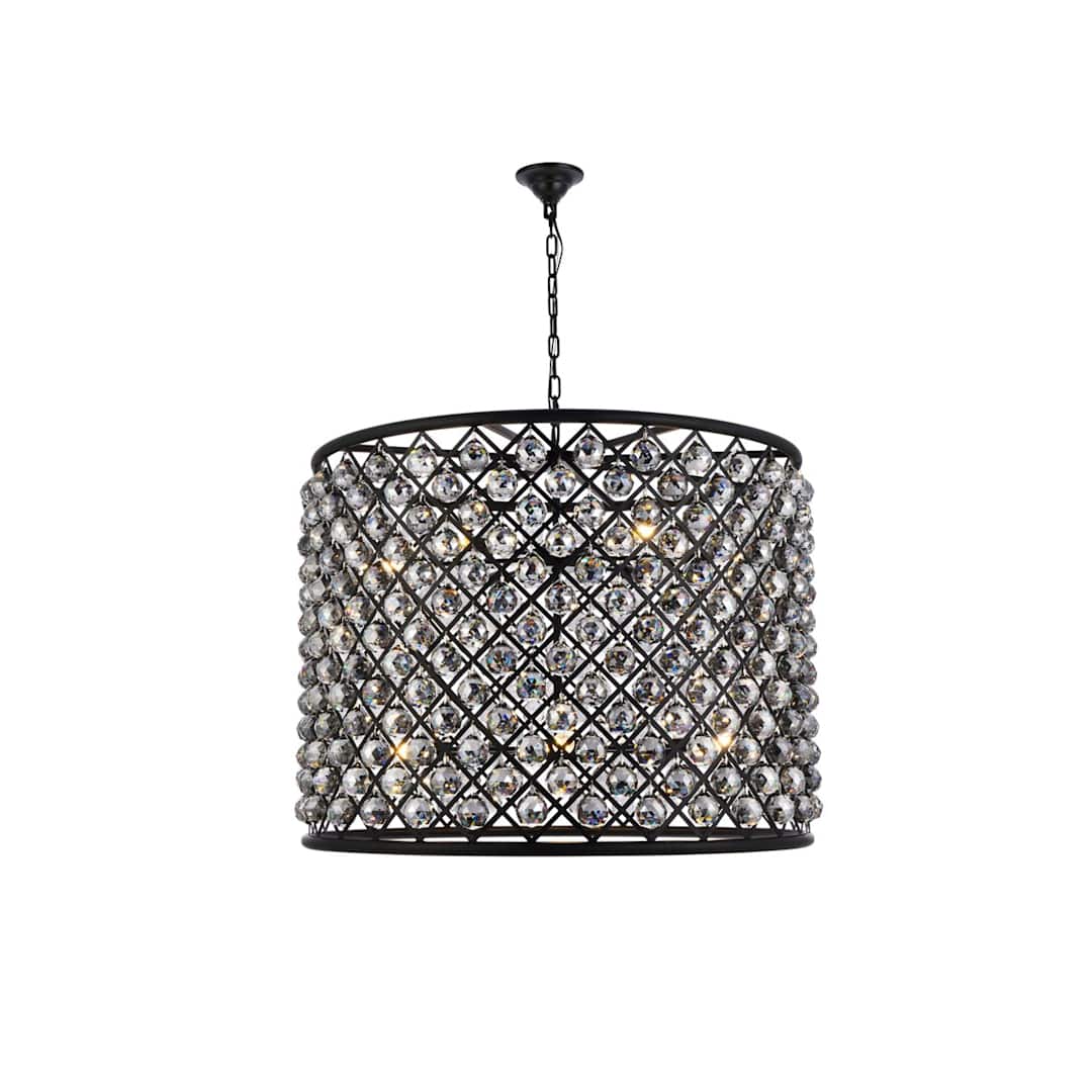 Madison 12 Light 36" Wide Crystal Drum Chandelier with Silver Shade Royal Cut Crystals