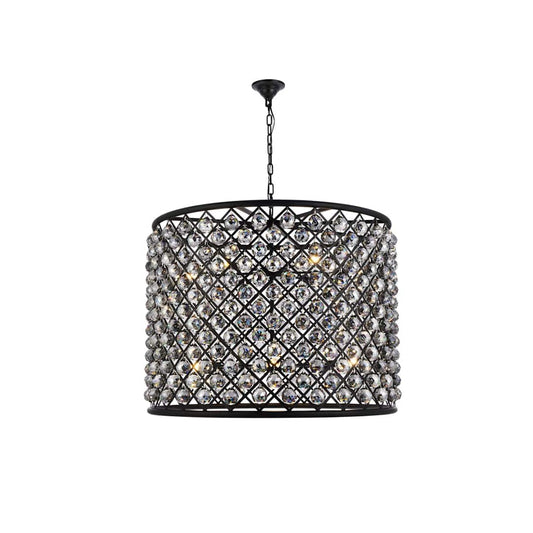 Madison 12 Light 36" Wide Crystal Drum Chandelier with Silver Shade Royal Cut Crystals
