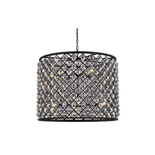 Madison 12 Light 36" Wide Crystal Drum Chandelier with Silver Shade Royal Cut Crystals