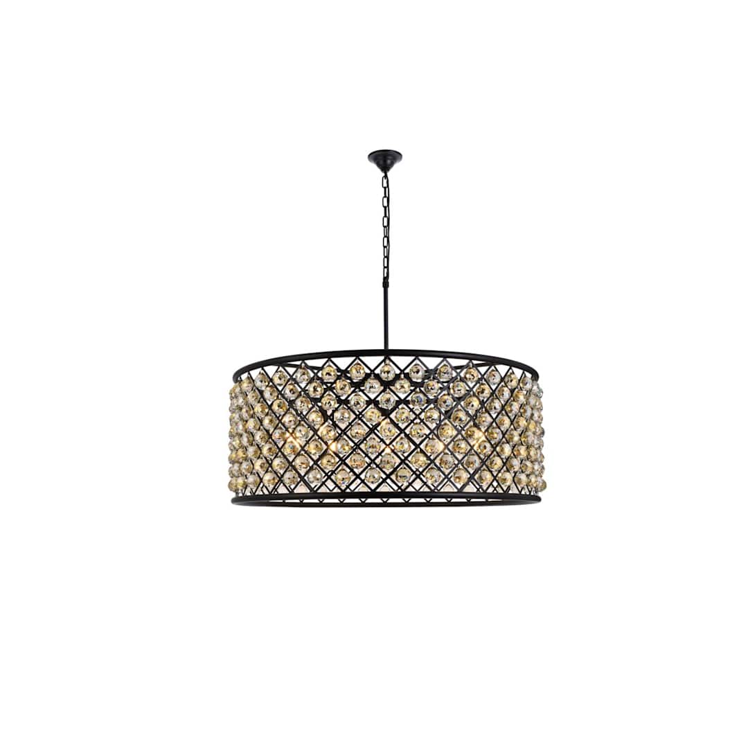 Madison 10 Light 44" Wide Crystal Drum Chandelier with Golden Teak Royal Cut Crystals