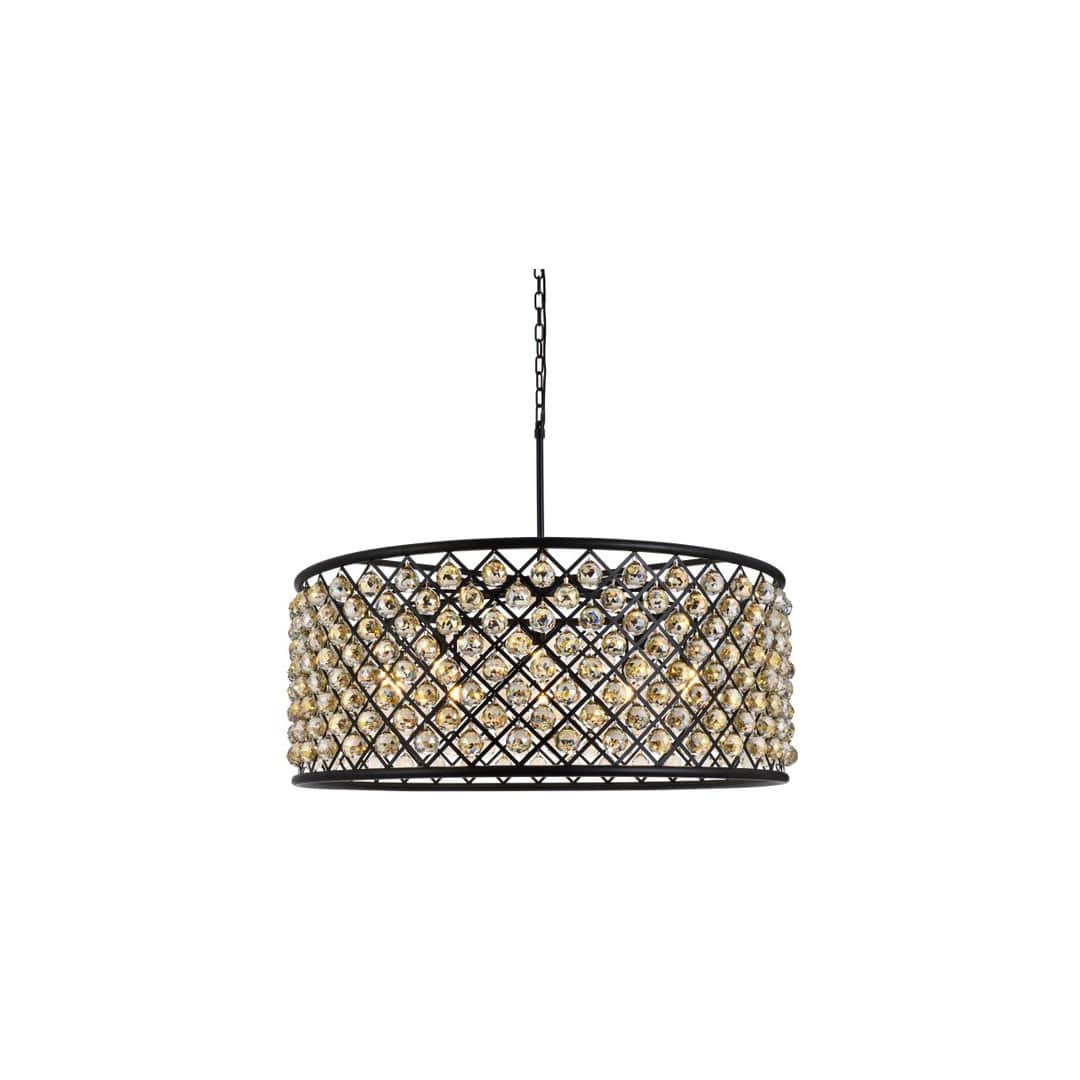 Madison 10 Light 44" Wide Crystal Drum Chandelier with Golden Teak Royal Cut Crystals
