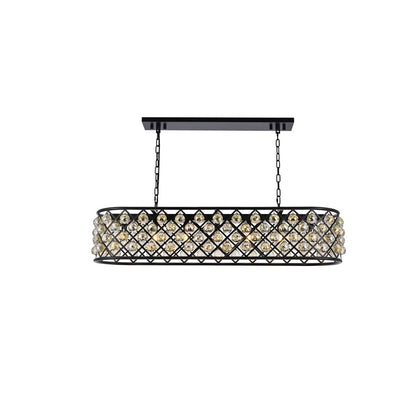 Madison 7 Light 50" Wide Crystal Linear Chandelier with Golden Teak Royal Cut Crystals