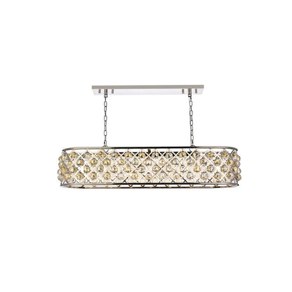 Madison 7 Light 50" Wide Crystal Linear Chandelier with Golden Teak Royal Cut Crystals