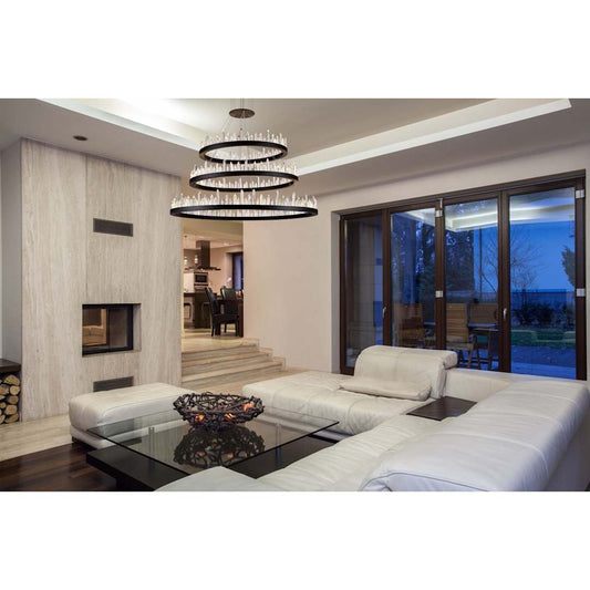 Malta 3 Light 42" Wide LED Crystal Ring Chandelier with Clear Royal Cut Crystals