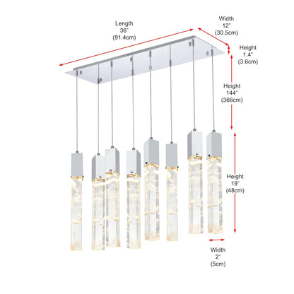 Aurora 36" Wide Crystal Linear Pendant