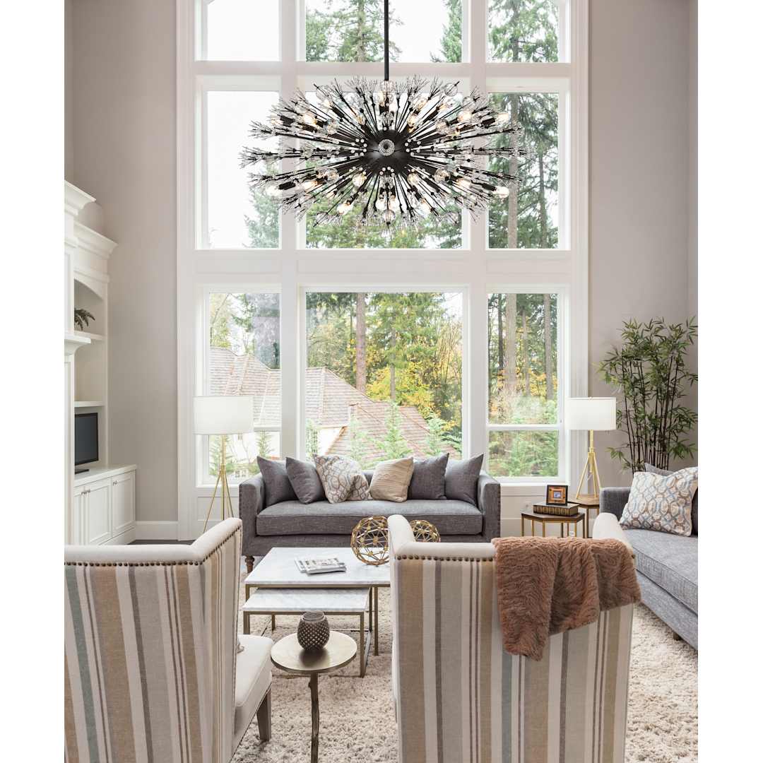 Vera 38 Light 48" Wide Oval Crystal Sputnik Chandelier with Clear Royal Cut Crystals