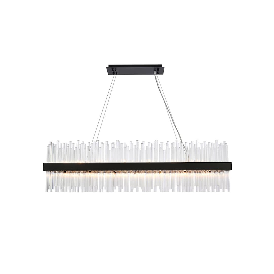 Dallas 28 Light 48" Wide Crystal Linear Chandelier with Clear Crystal Accents