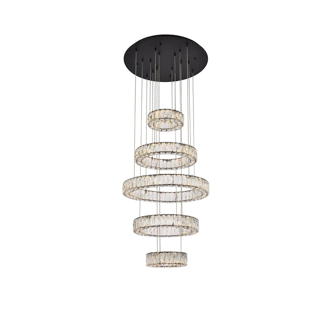 Monroe 5 Light 26" Wide LED Crystal Ring Chandelier with Clear Royal Cut Crystals