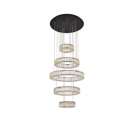 Monroe 5 Light 26" Wide LED Crystal Ring Chandelier with Clear Royal Cut Crystals