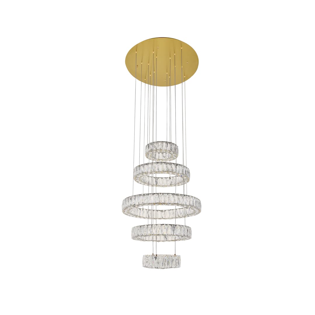 Monroe 5 Light 26" Wide LED Crystal Ring Chandelier with Clear Royal Cut Crystals