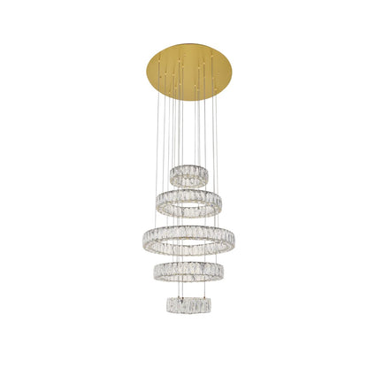 Monroe 5 Light 26" Wide LED Crystal Ring Chandelier with Clear Royal Cut Crystals