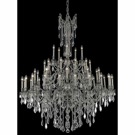 Rosalia 45 Light 54" Wide Crystal Chandelier with Golden Teak Royal Cut Crystals