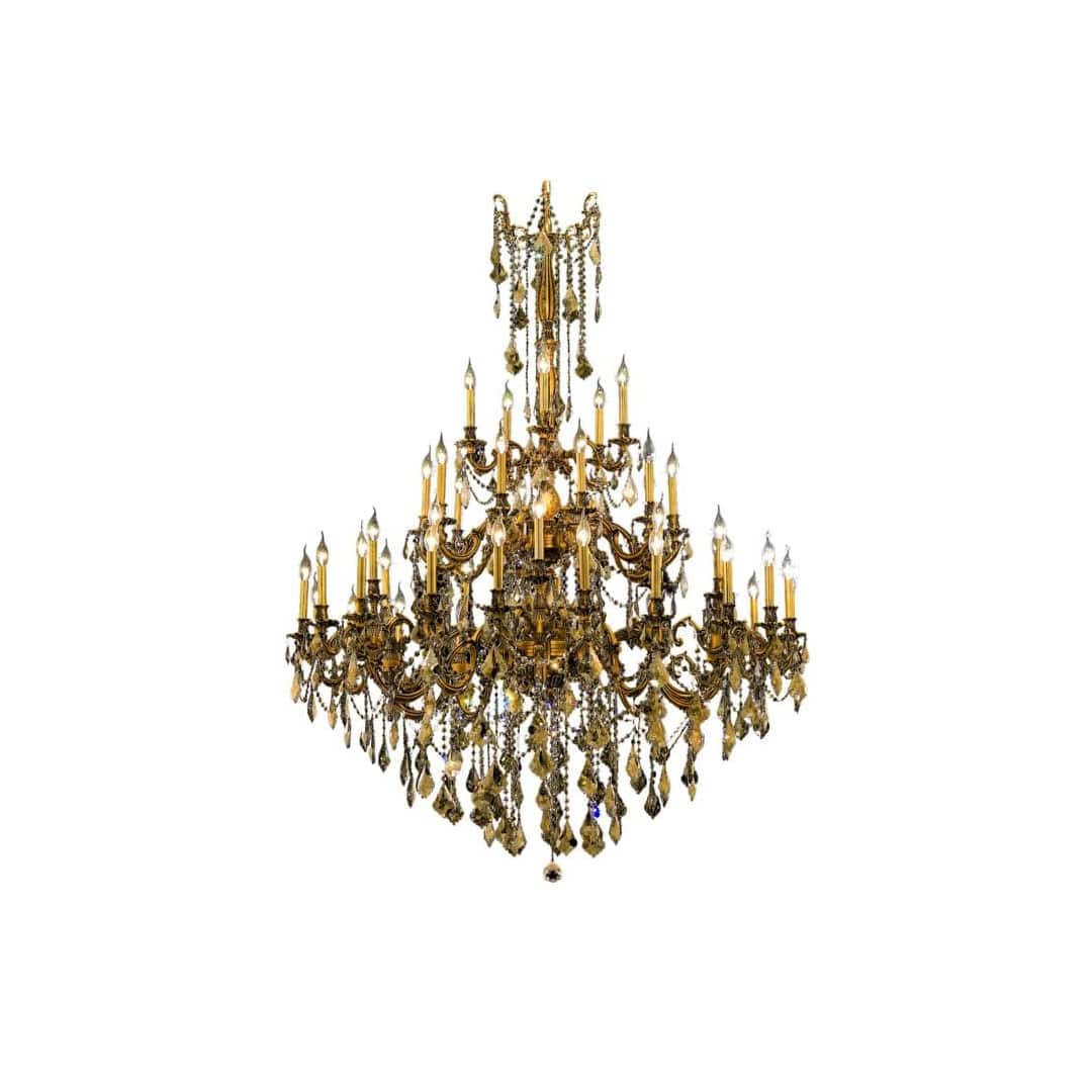 Rosalia 45 Light 54" Wide Crystal Chandelier with Golden Teak Royal Cut Crystals