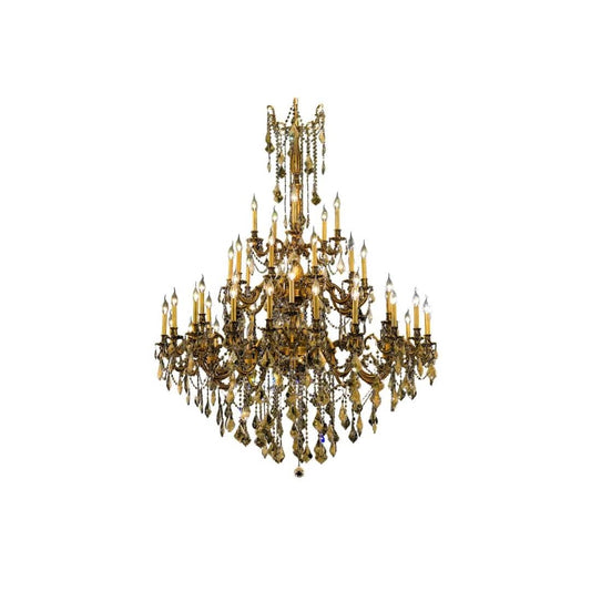 Rosalia 45 Light 54" Wide Crystal Chandelier with Golden Teak Royal Cut Crystals