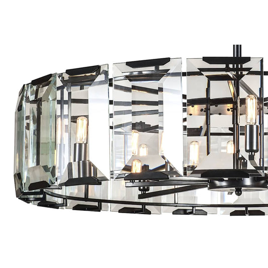Monaco 10 Light 43" Wide Glass Chandelier with Emerald Cut Glass Panels