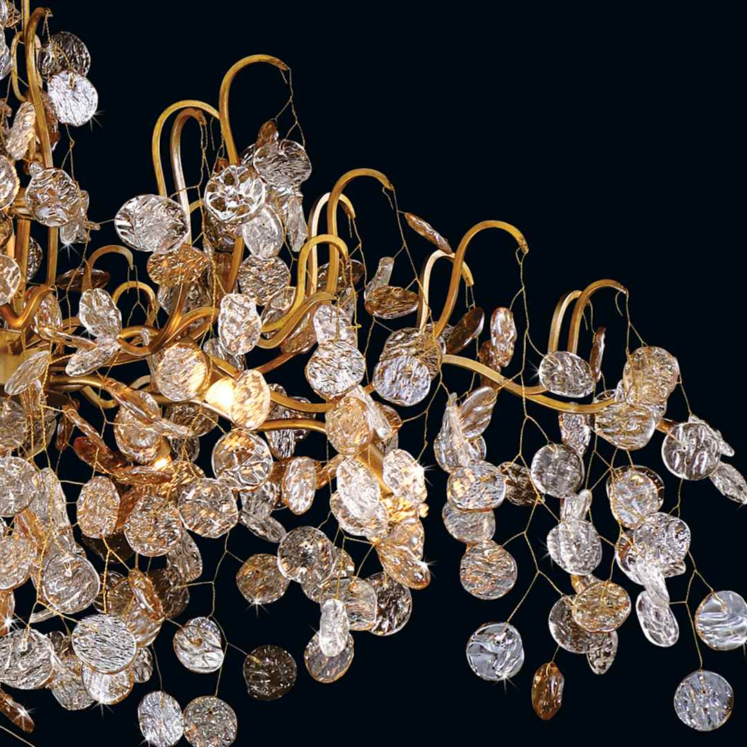 Campobasso 8 Light 26" Wide Chandelier with Gold Metal Wire Frame and Glass Wafers