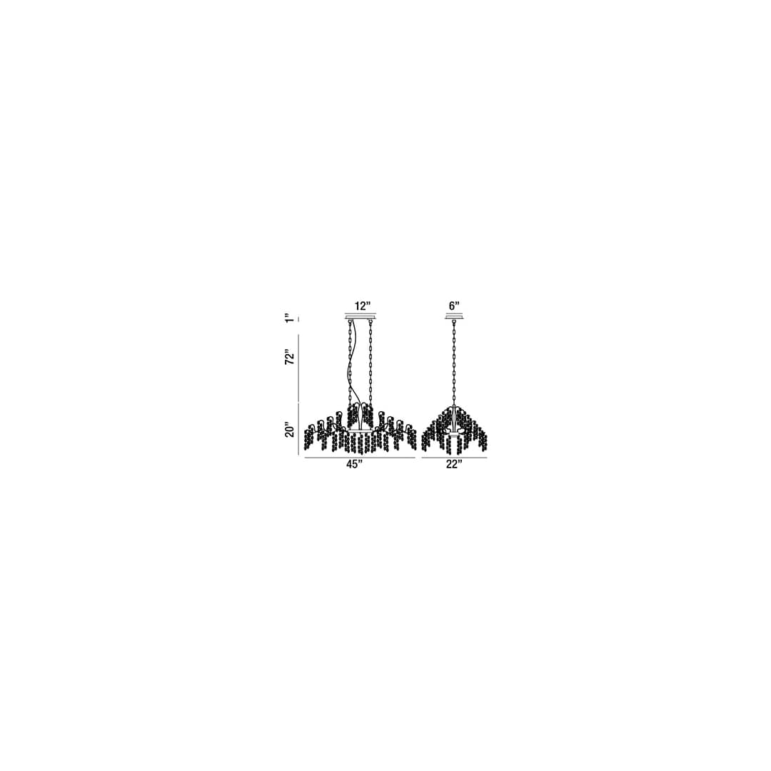 Campobasso 10 Light 45" Wide Linear Chandelier with Gold Metal Wire Frame and Glass Wafers