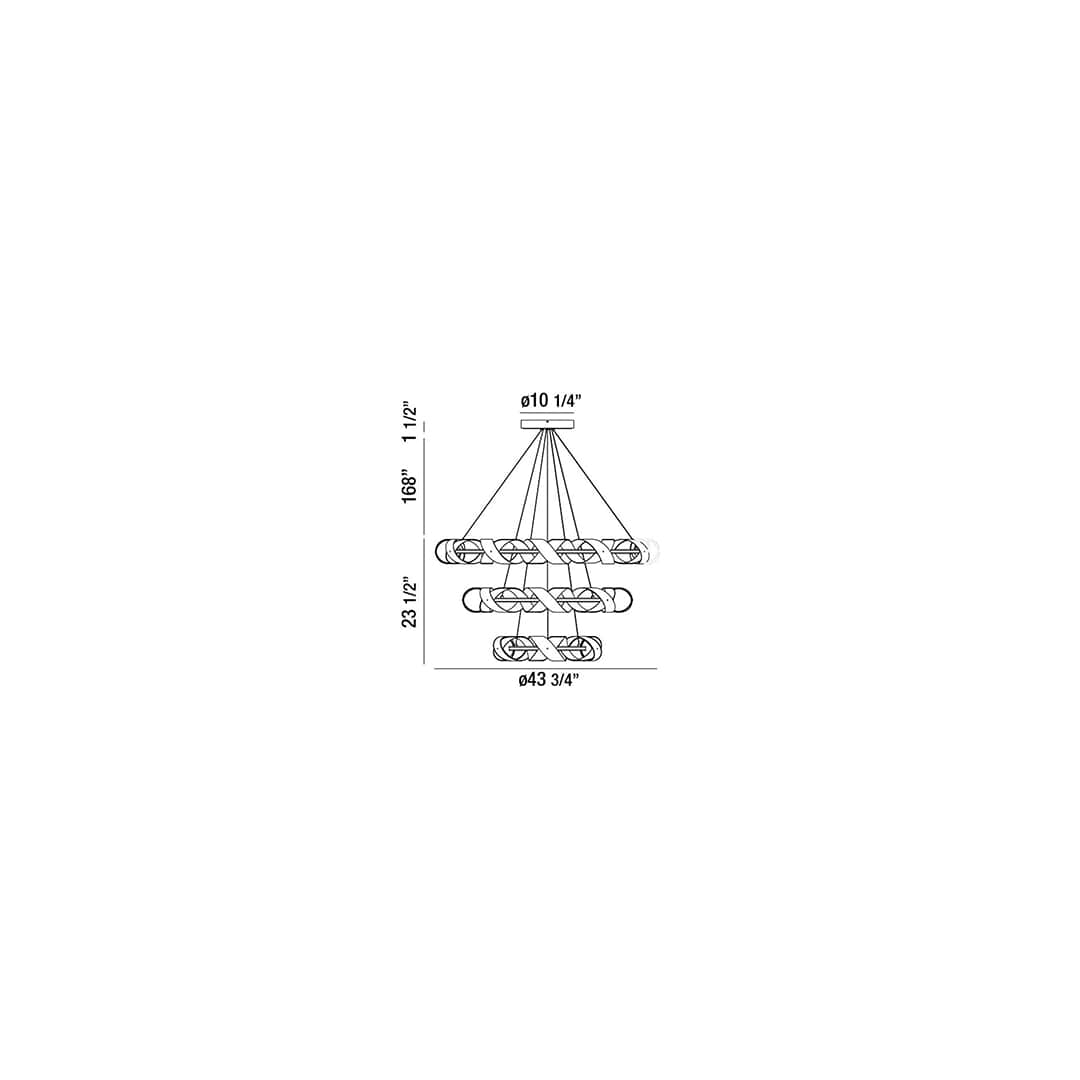 Banderia 44" Wide LED 3 Tier Ring Chandelier
