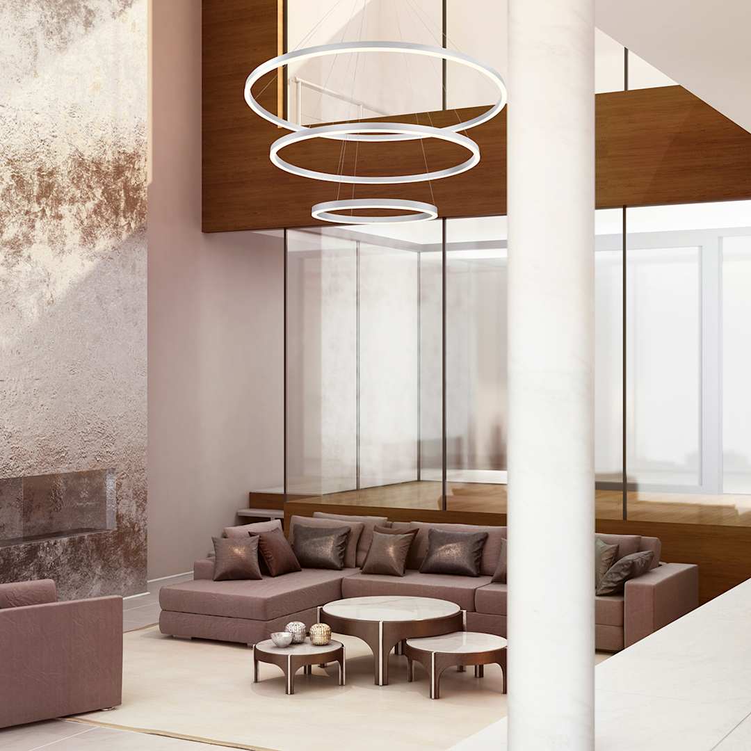 Spunto Three-Tier 61" Wide 3000K LED Ring Chandelier