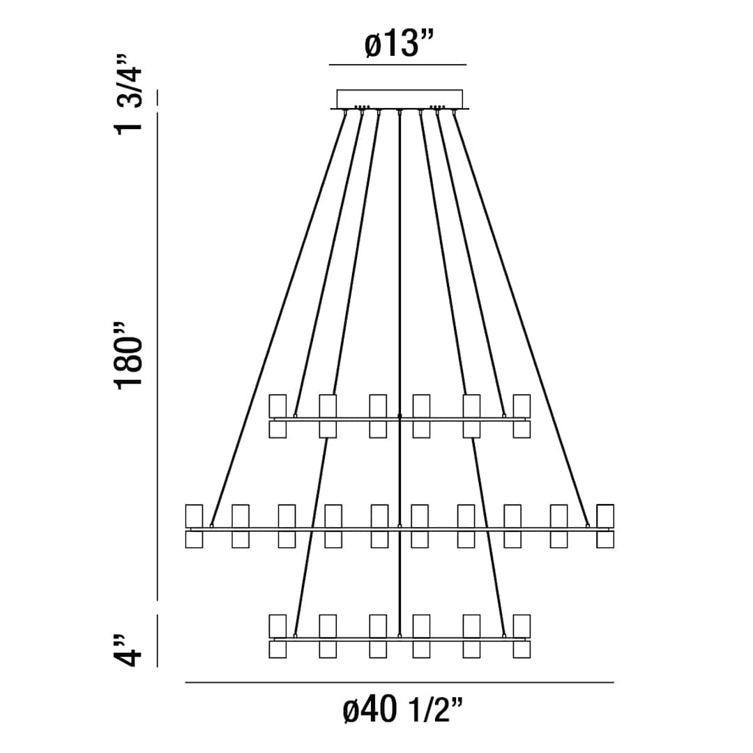 Netto 41" Wide LED 3 Tier Ring Chandelier