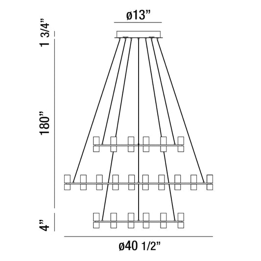 Netto 41" Wide LED 3 Tier Ring Chandelier