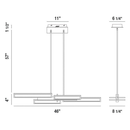 Bayswater 3 Light 46" Wide LED Linear Chandelier