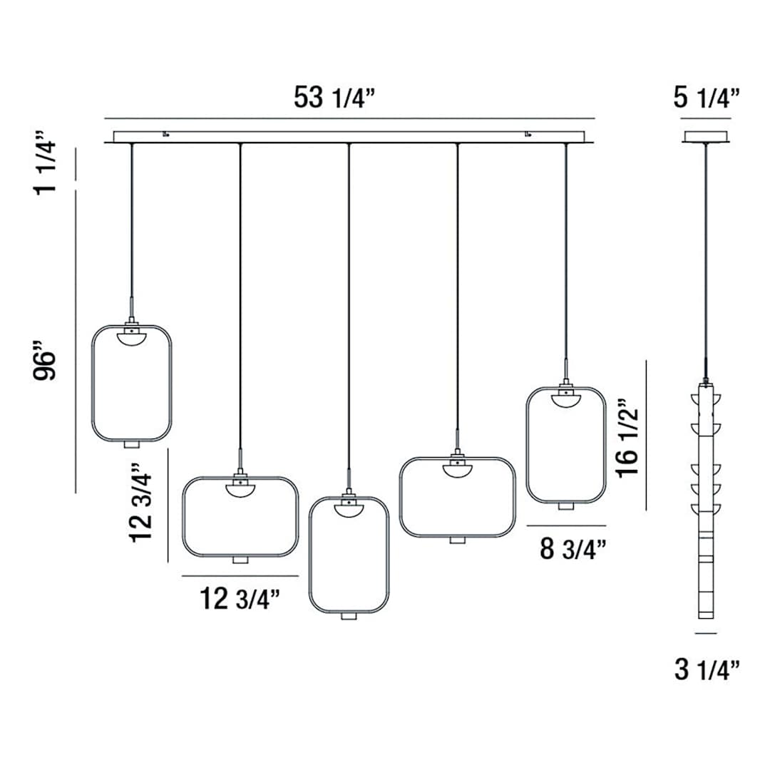Dagmar 5 Light 53" Wide LED Linear Pendant