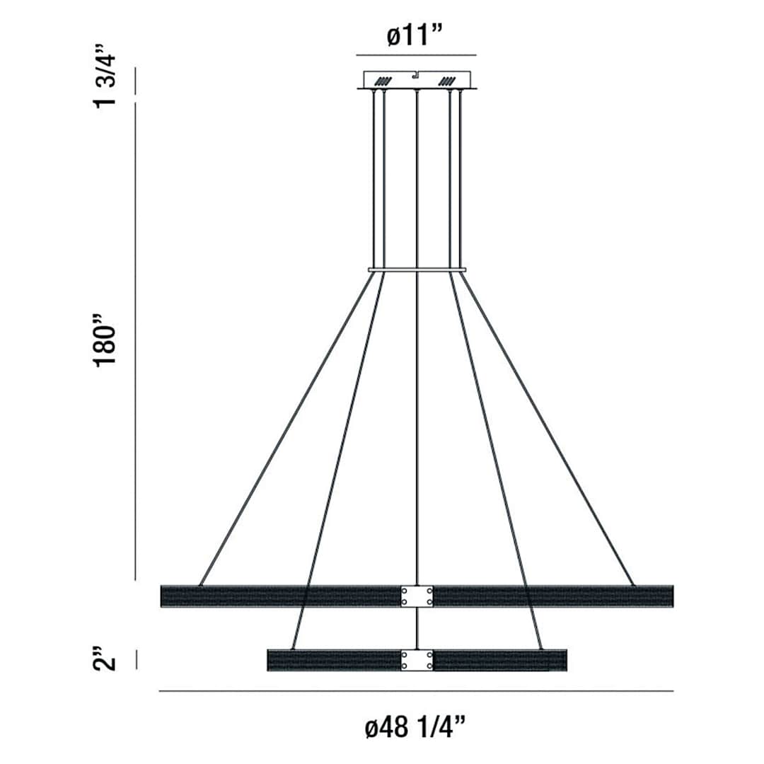 Admiral 4 Light 48" Wide LED Ring Chandelier - 2 Tiers