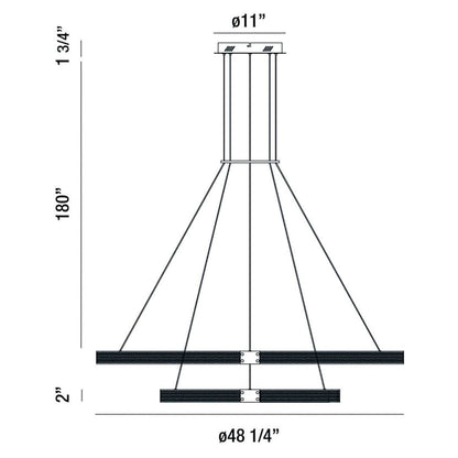 Admiral 4 Light 48" Wide LED Ring Chandelier - 2 Tiers