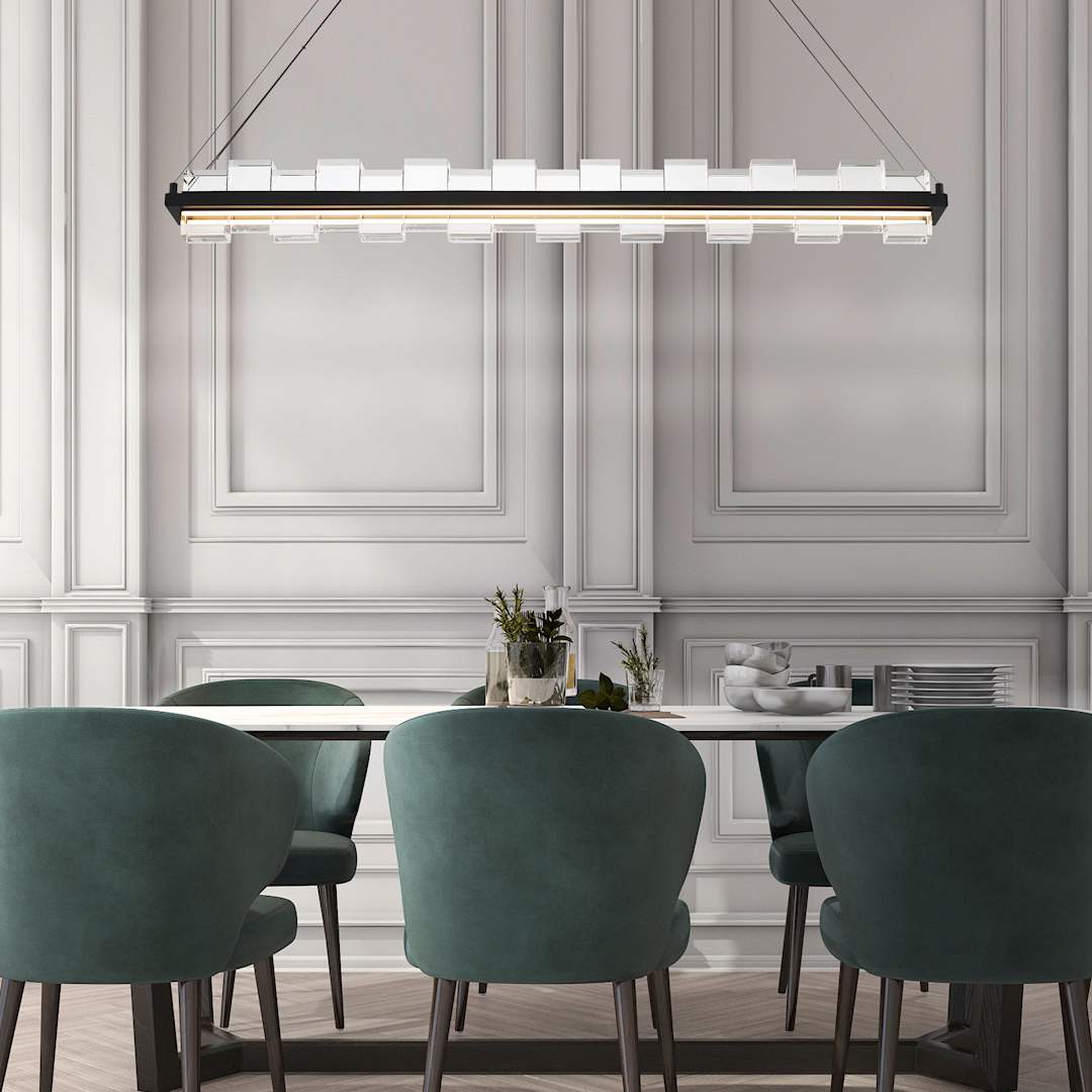 Bruco 45" Wide 3000K LED Crystal Linear Chandelier