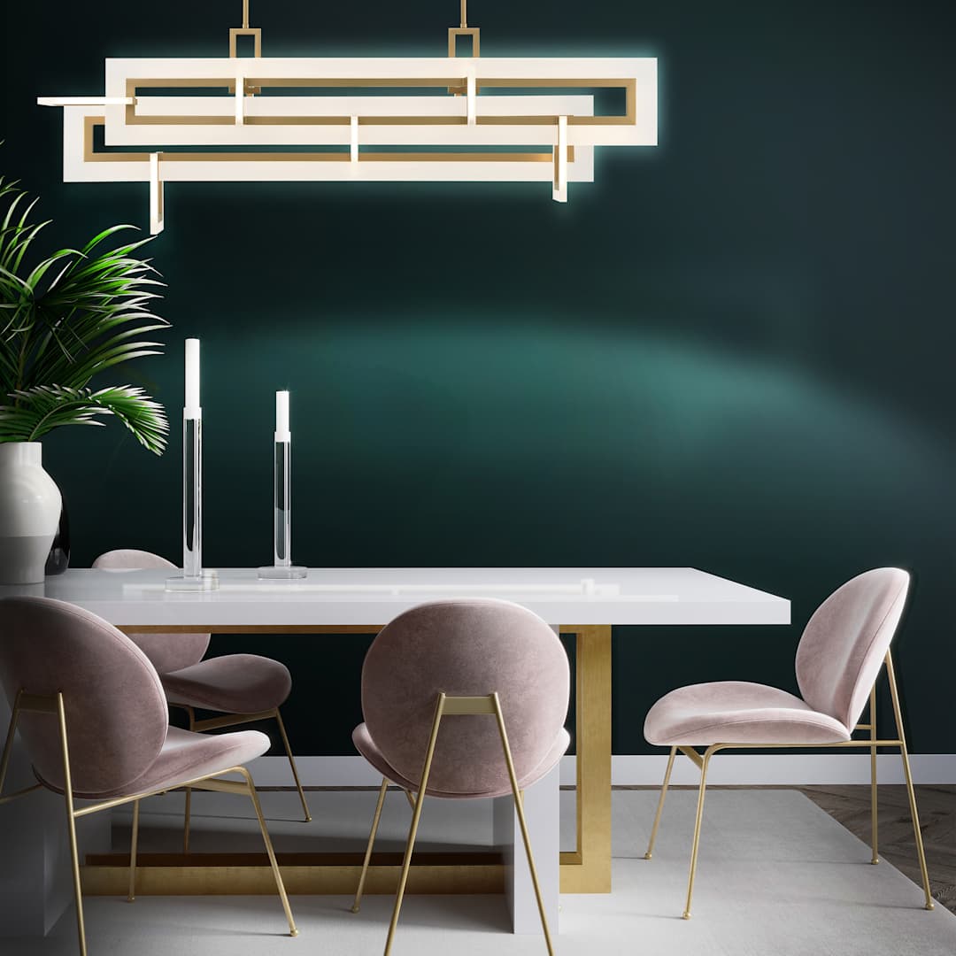 Inizio 55" Wide 3000K LED Geometric Linear Chandelier