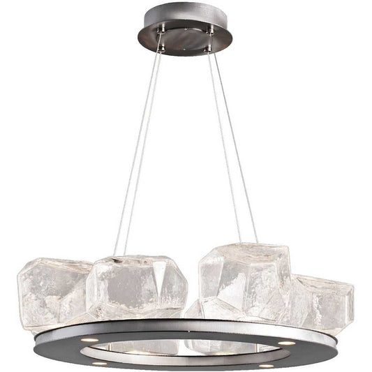 Gem 27" Wide 12 Light Hand Blown Glass LED Ring Chandelier