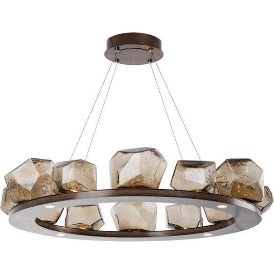 Gem 37" Wide 16 Light Hand Blown Glass LED Ring Chandelier